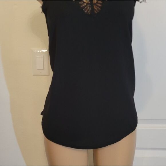 BRIXON IVY BLACK SHIRT WITH LACE DESIGN IN TOP - Picture 14 of 15